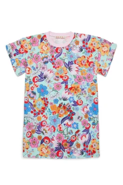 Swimwear>MARNI Allover cover-up dress Holiday placid blue
