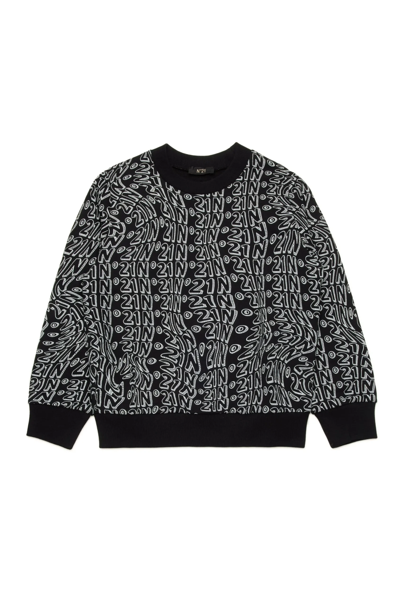 Activewear | Activewear>N°21 Allover Glitch crew-neck sweatshirt black