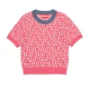 Knitwear>DIESEL All-over monogram short-sleeved pullover candy pink
