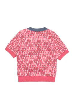 Knitwear>DIESEL All-over monogram short-sleeved pullover candy pink