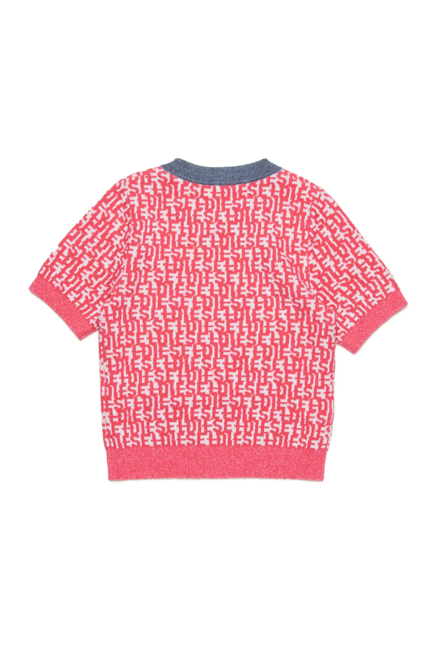 Knitwear>DIESEL All-over monogram short-sleeved pullover candy pink