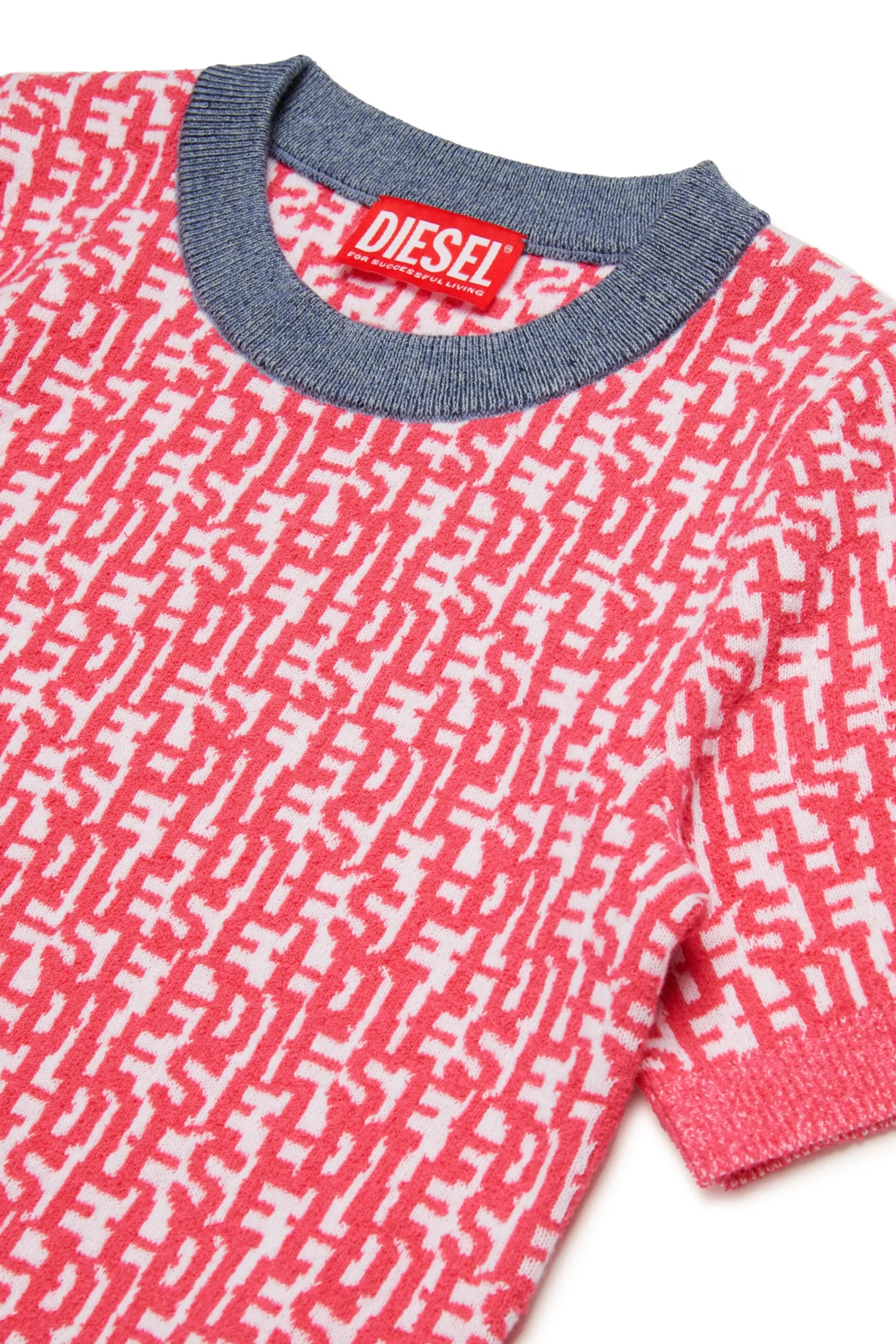 Knitwear>DIESEL All-over monogram short-sleeved pullover candy pink