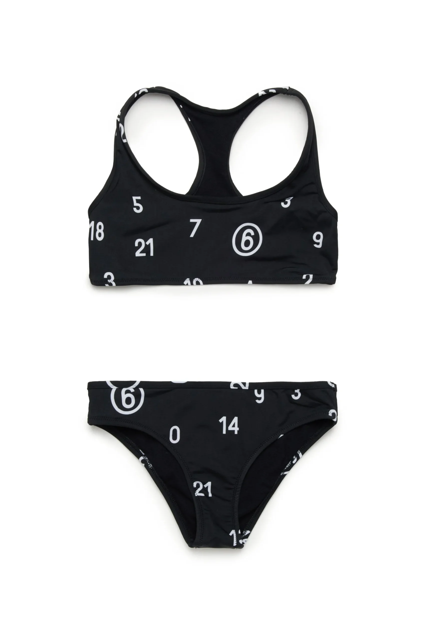 Swimwear | Logomania>MM6 MAISON MARGIELA Allover Numeric logo bikini swimsuit black