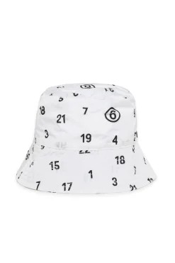 Hats And Caps | Logomania>MM6 MAISON MARGIELA Allover Numeric logo fisherman hat white