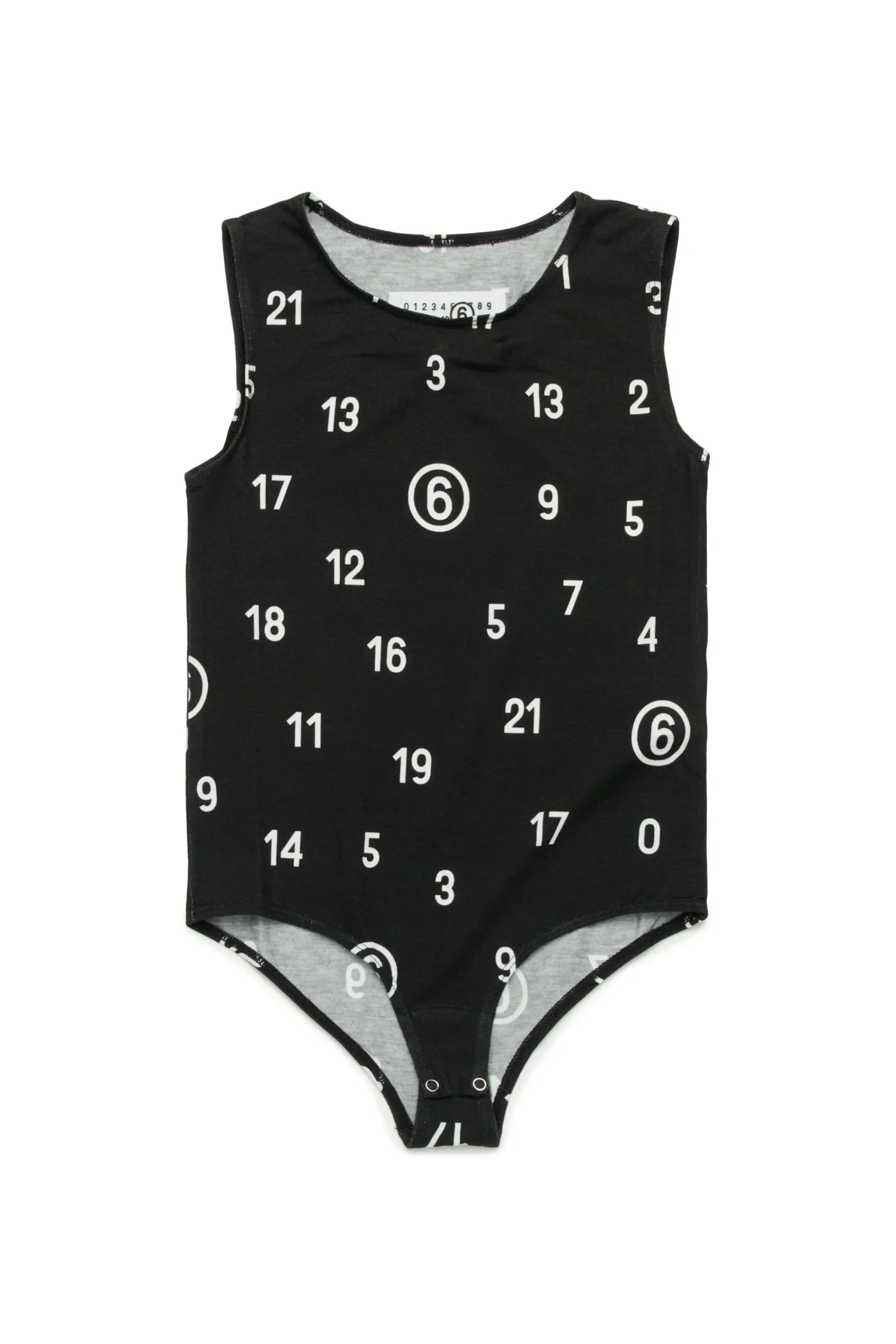 T-Shirts | Logomania>MM6 MAISON MARGIELA Allover Numeric logo stretch jersey bodysuit black