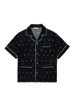 Shirts>N°21 Allover Palms crepe bowling shirt black