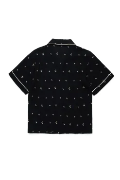 Shirts>N°21 Allover Palms crepe bowling shirt black