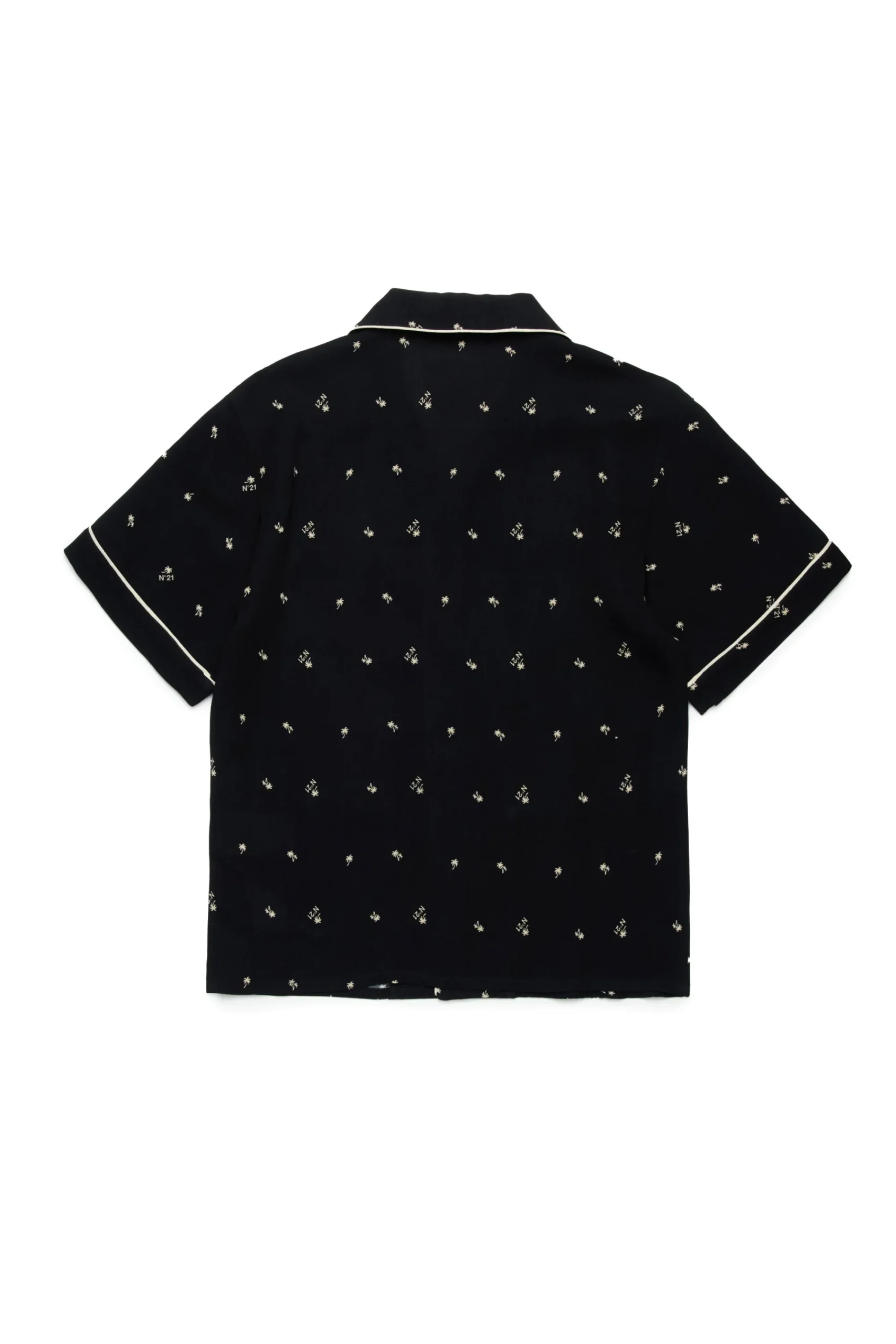 Shirts>N°21 Allover Palms crepe bowling shirt black