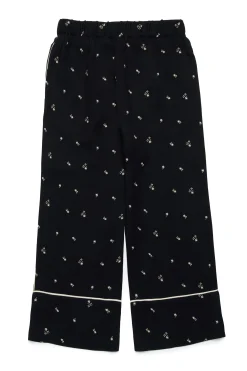 Pants>N°21 Allover Palms crepe wide leg pants black