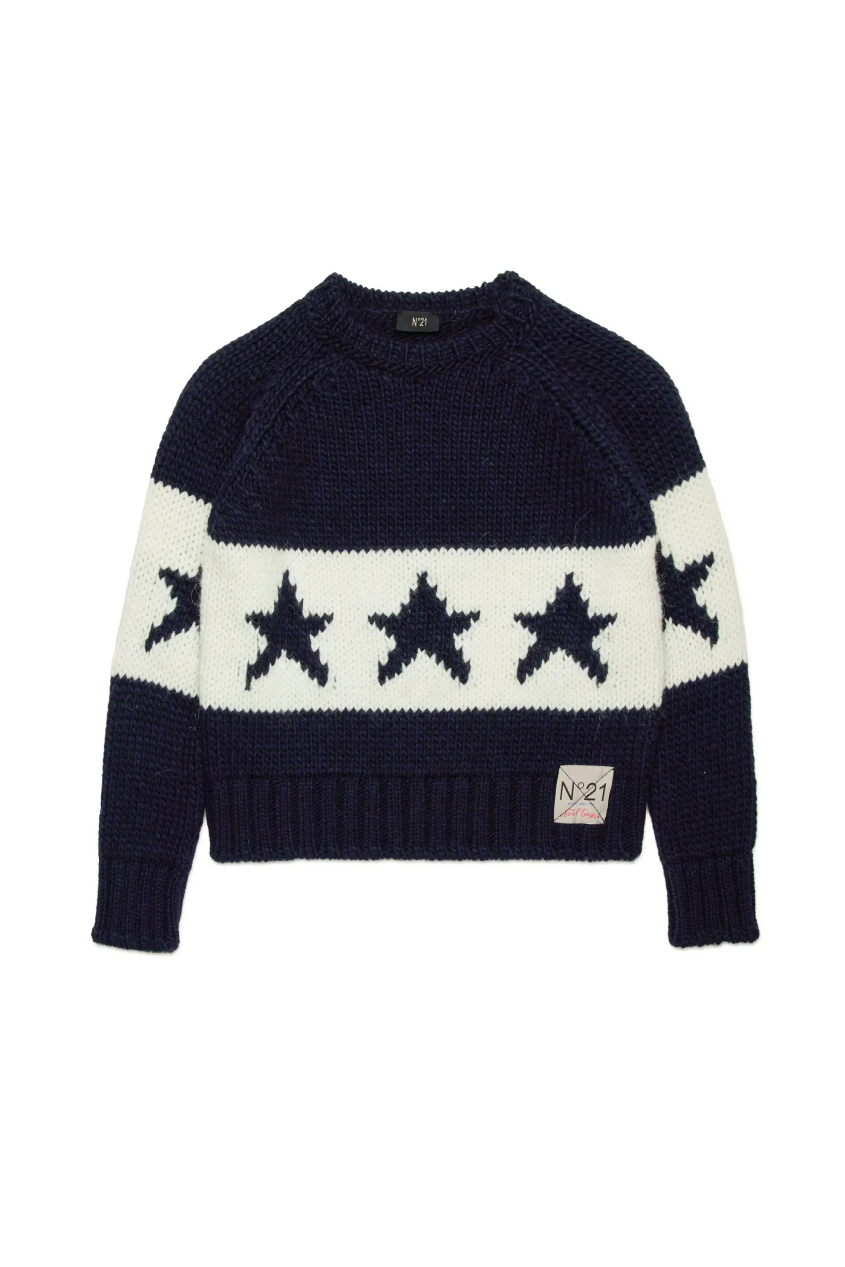 Knitwear>N°21 Alpaca-blend pullover with stars sailor blue