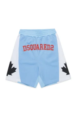 Shorts | Activewear>DSQUARED2 Basketball shorts with Canadian Leaf new light blue