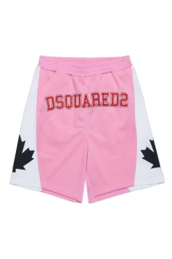 Shorts | Activewear>DSQUARED2 Basketball shorts with Canadian Leaf minnie pink
