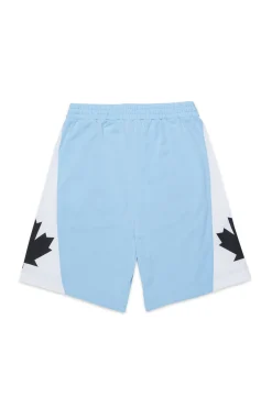 Shorts | Activewear>DSQUARED2 Basketball shorts with Canadian Leaf new light blue