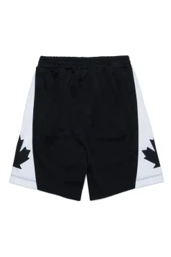 Shorts | Activewear>DSQUARED2 Basketball shorts with Canadian Leaf black