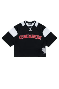 T-Shirts | Activewear>DSQUARED2 Basketball style branded T-shirt black