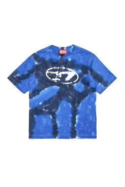 Oval D By Diesel | Oval D By Diesel>DIESEL Batik T-shirt branded with Oval D logo bluette
