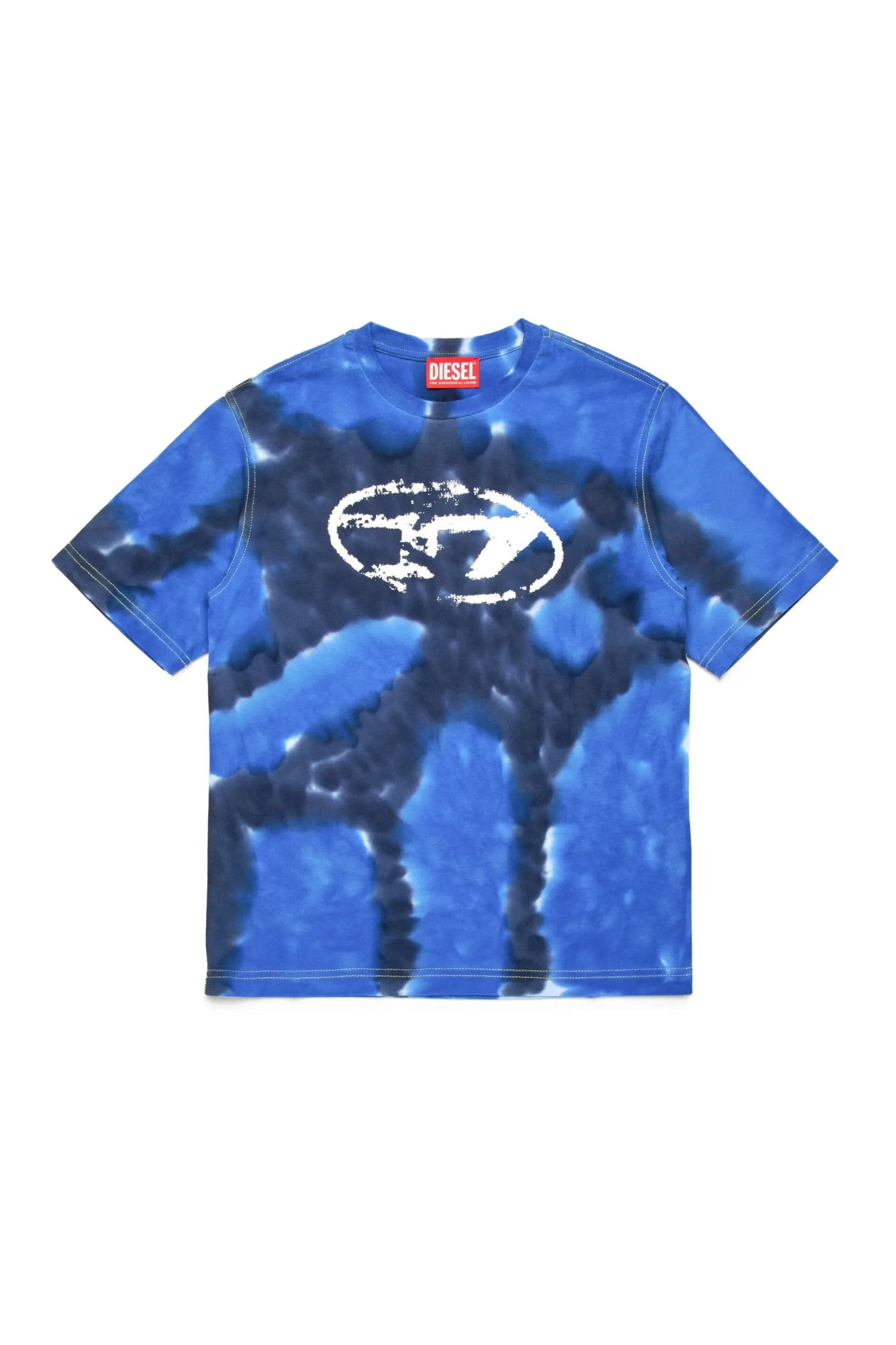 Oval D By Diesel | Oval D By Diesel>DIESEL Batik T-shirt branded with Oval D logo bluette