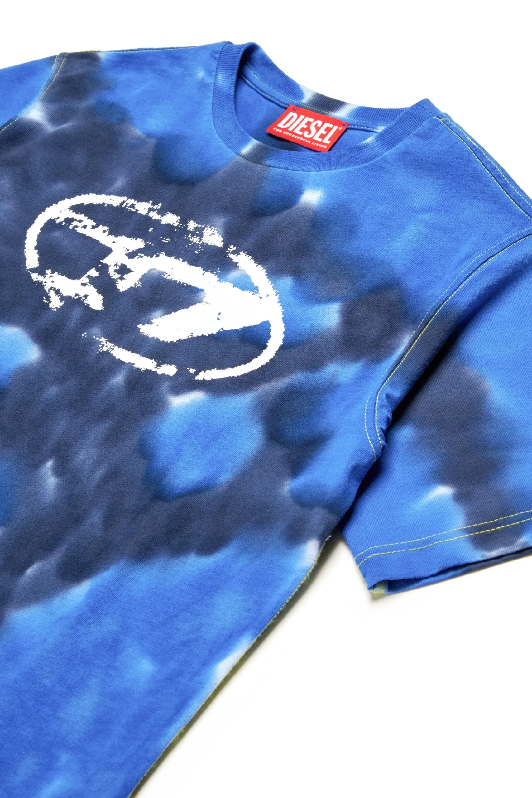 Oval D By Diesel | Oval D By Diesel>DIESEL Batik T-shirt branded with Oval D logo bluette