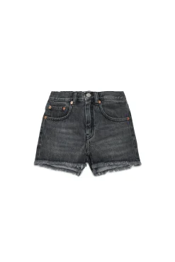 Shorts | Denim-Mania>MM6 MAISON MARGIELA Black denim shorts with raw cut hems Denim Black