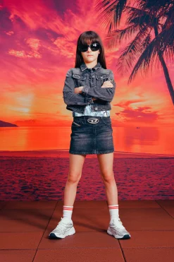 Skirts | Denim-Mania>DIESEL Black shaded denim skirt with metal plate Denim Black
