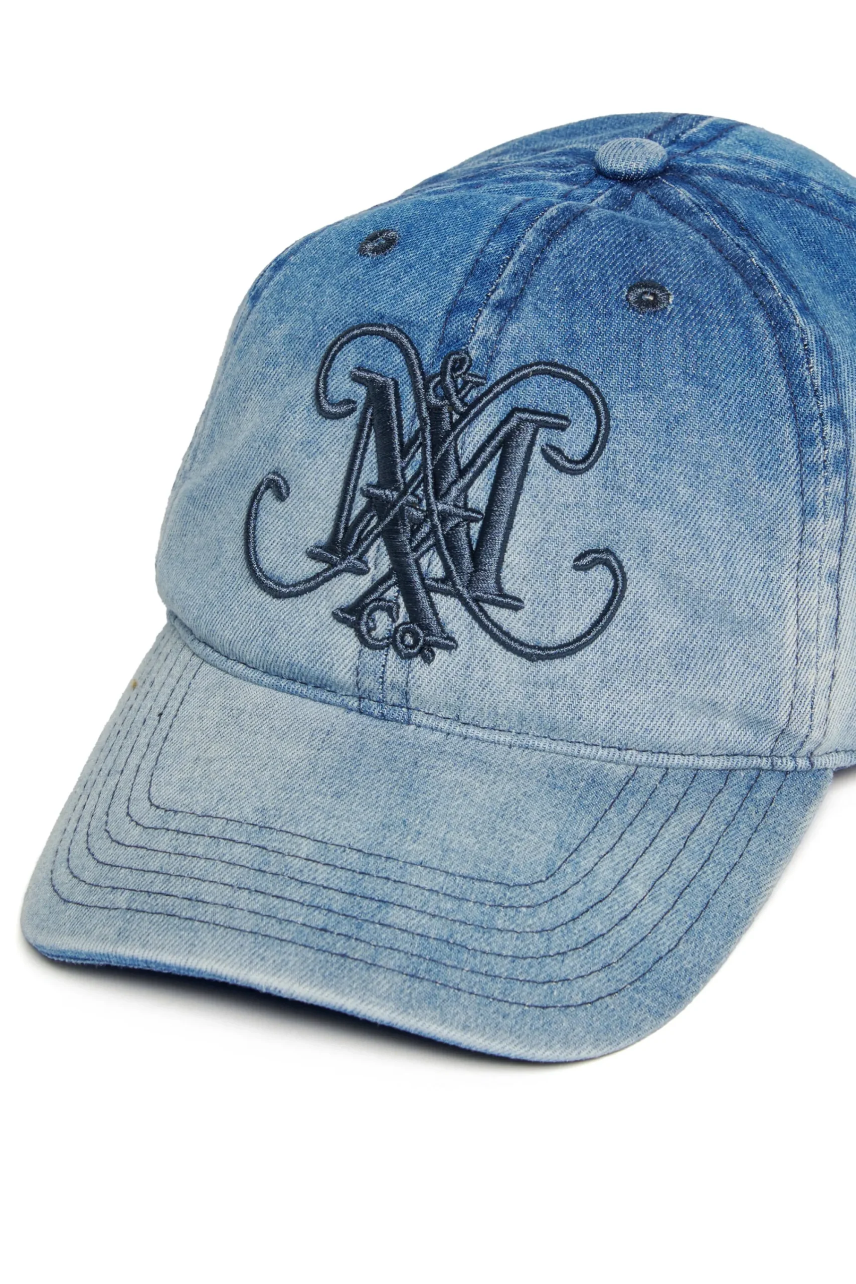 Hats And Caps | Denim-Mania>MAX&Co. Bleached denim baseball cap blue denim
