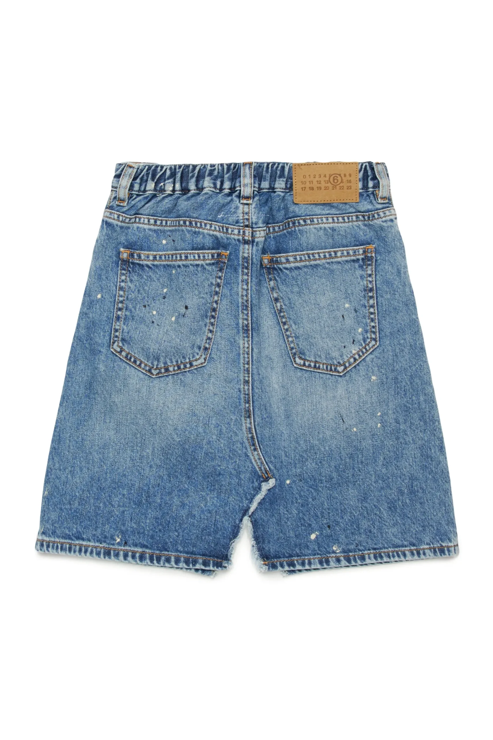 Skirts | Denim-Mania>MM6 MAISON MARGIELA Blue shaded denim skirt with color spots blue denim