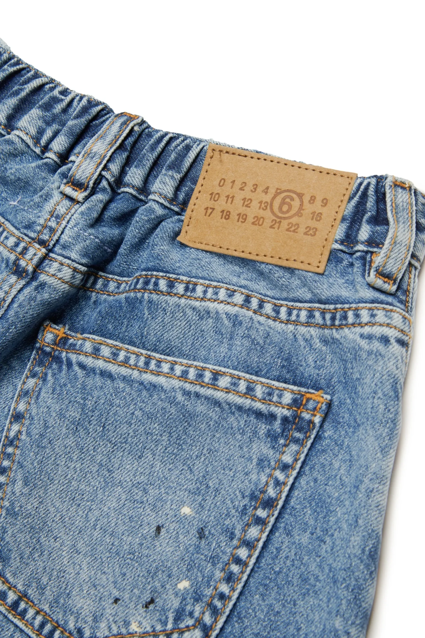 Skirts | Denim-Mania>MM6 MAISON MARGIELA Blue shaded denim skirt with color spots blue denim