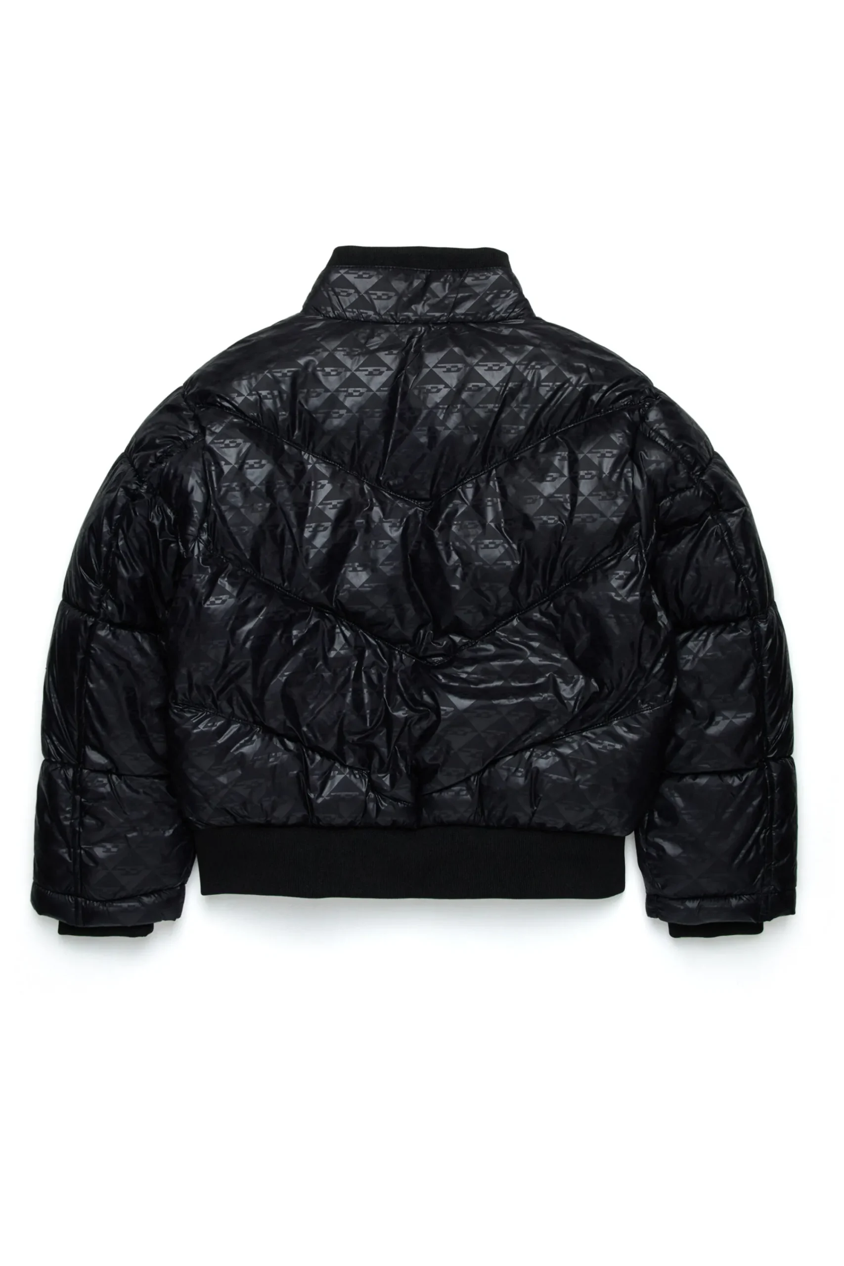 Jackets And Padded Jackets>DIESEL Bomber down jacket with allover print and patches black