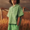 Shirts | Shirts>MARNI Bowling shirt in allover poplin Joy pastel green