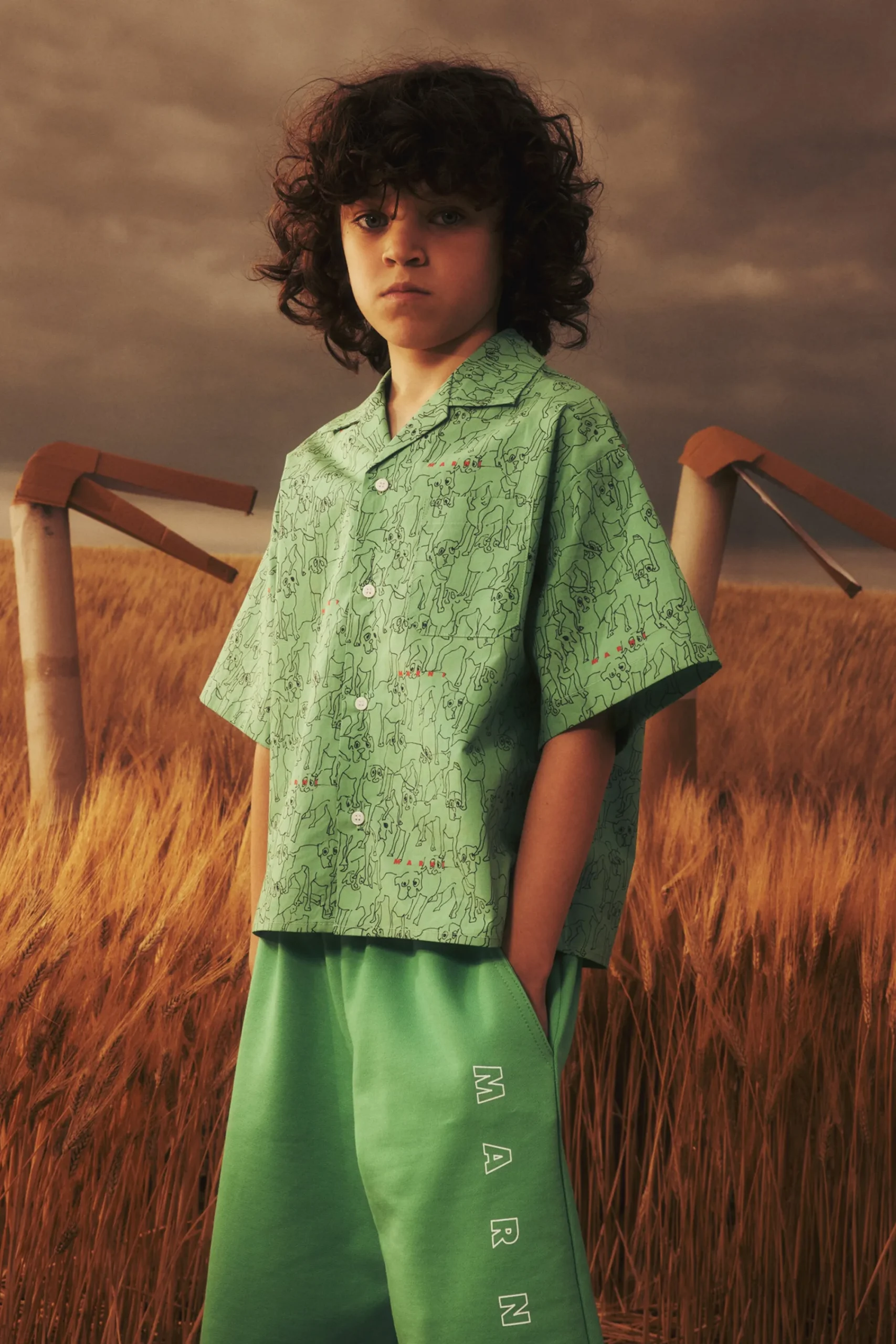 Shirts | Shirts>MARNI Bowling shirt in allover poplin Joy pastel green