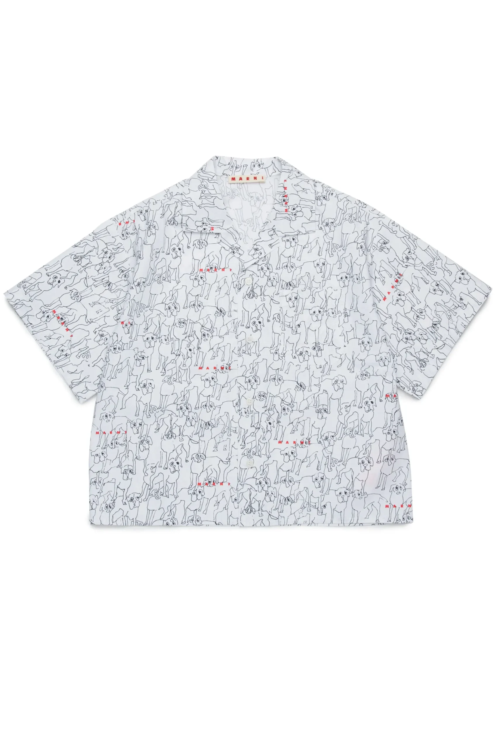 Shirts | Shirts>MARNI Bowling shirt in allover poplin Joy white