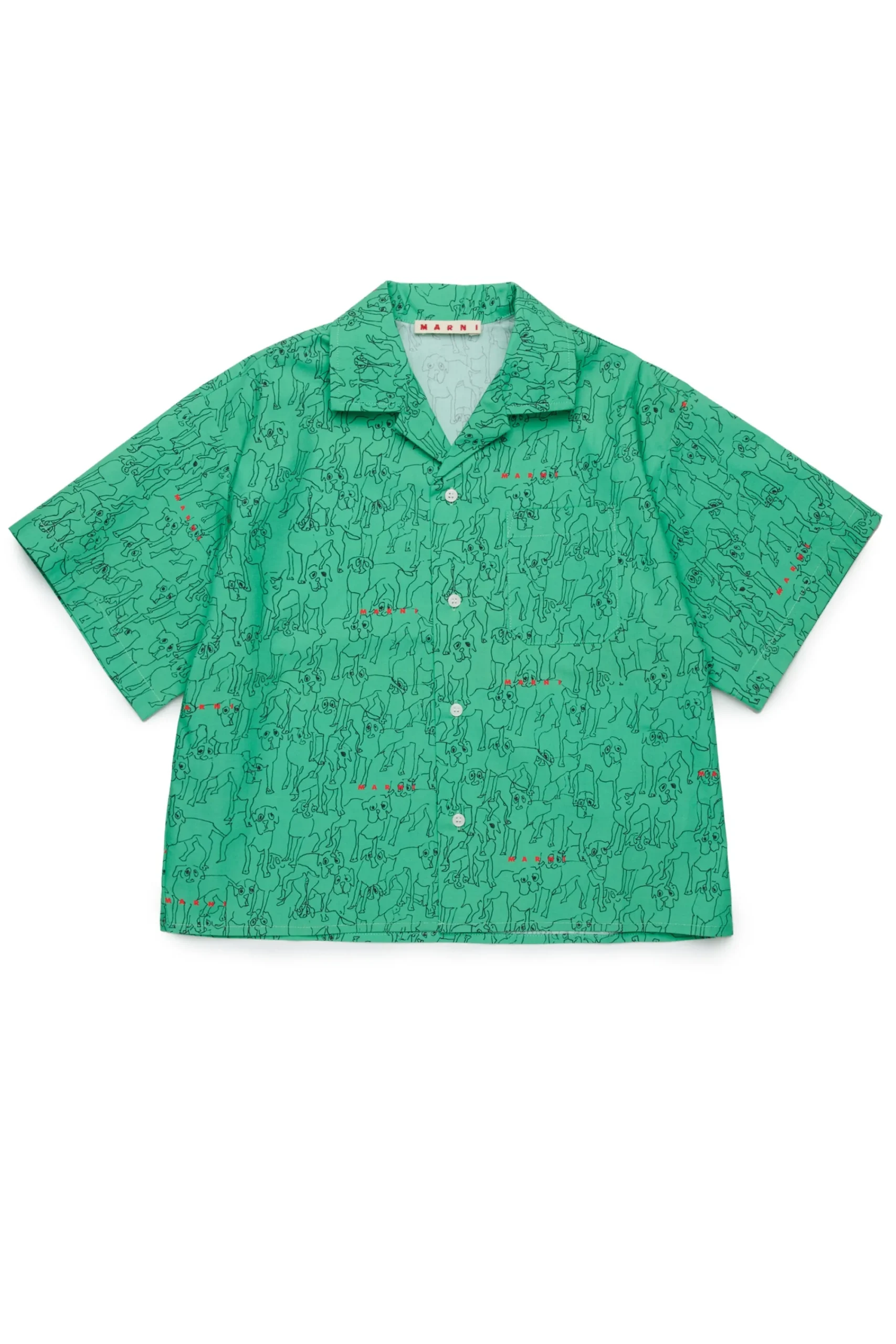 Shirts | Shirts>MARNI Bowling shirt in allover poplin Joy pastel green