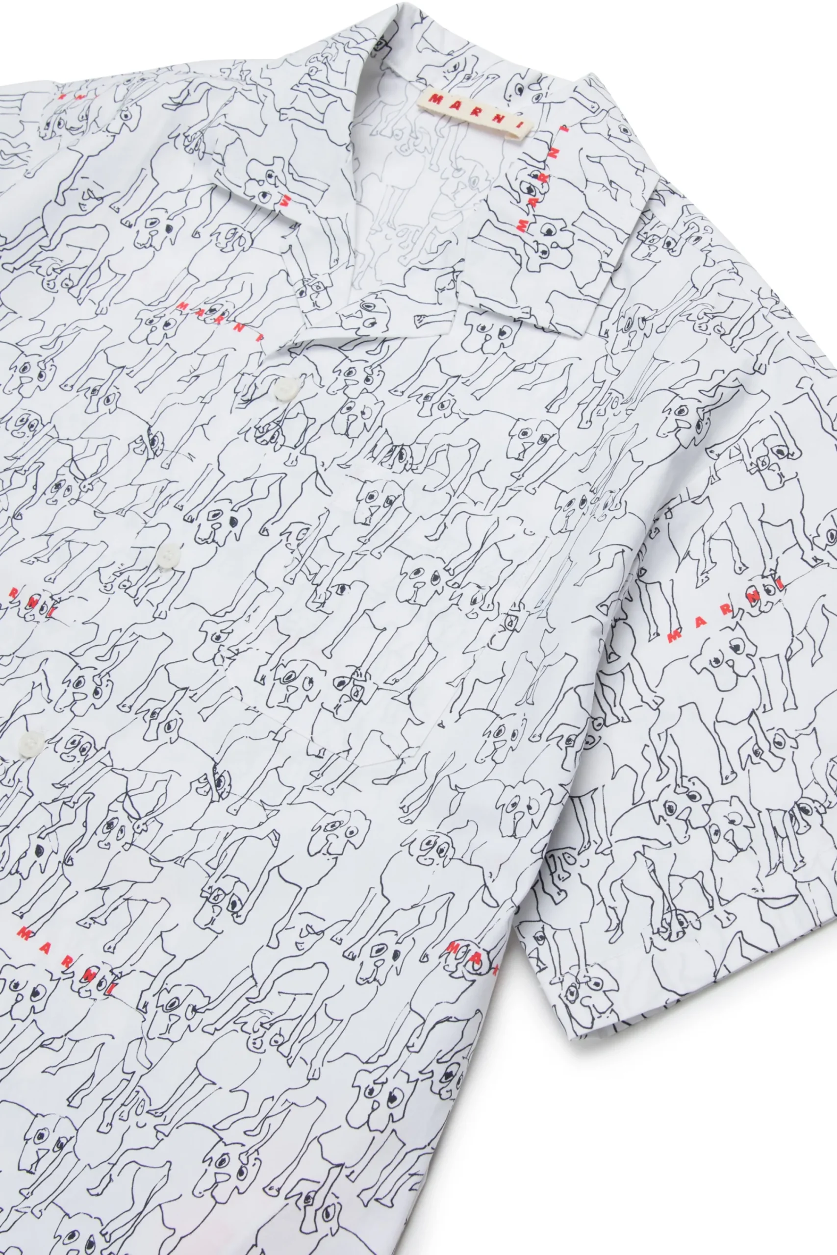 Shirts | Shirts>MARNI Bowling shirt in allover poplin Joy white