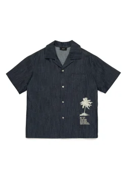 Shirts>N°21 Bowling shirt in chambray denim blue denim