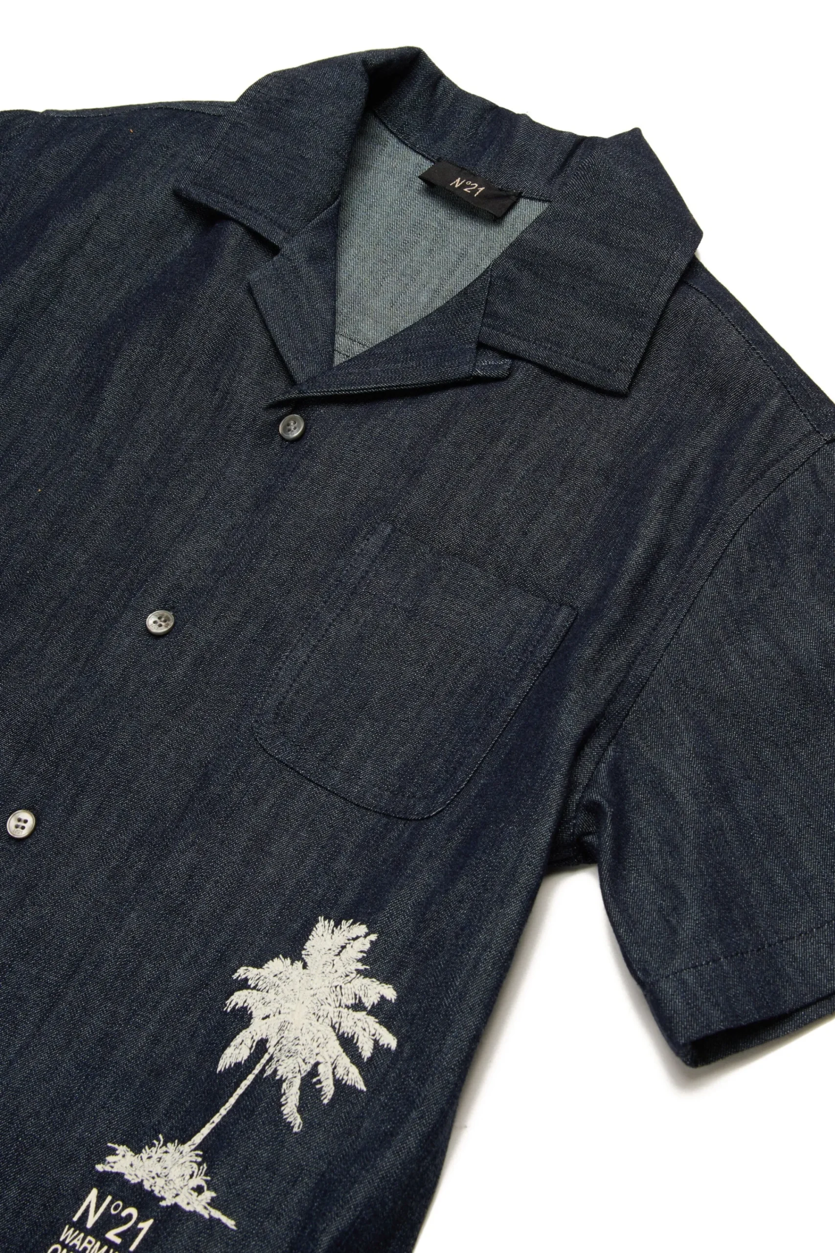 Shirts>N°21 Bowling shirt in chambray denim blue denim