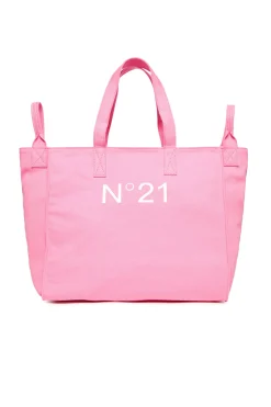Bags And Backpacks | Logomania>N°21 Branded canvas shopper bag pink