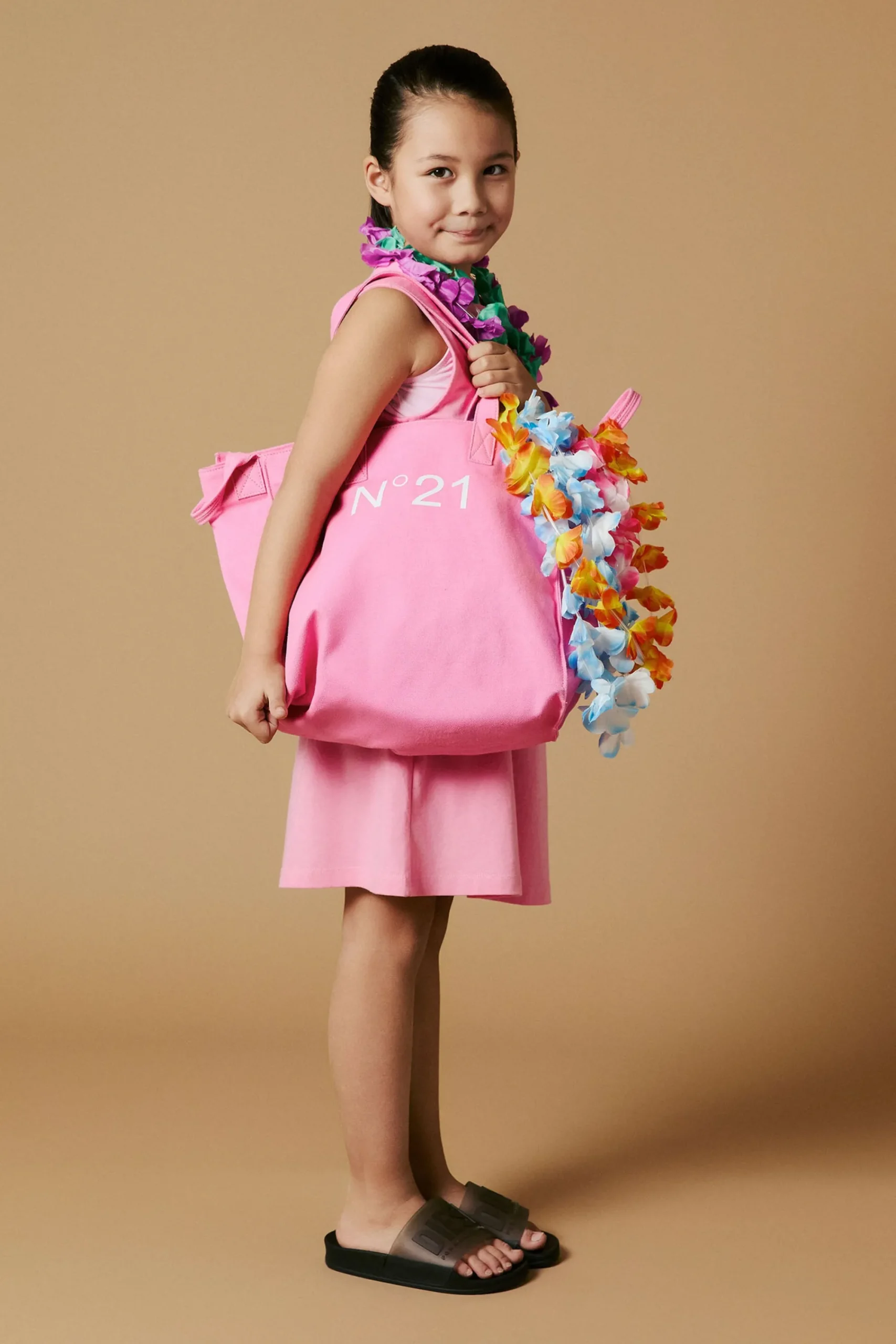 Bags And Backpacks | Logomania>N°21 Branded canvas shopper bag pink