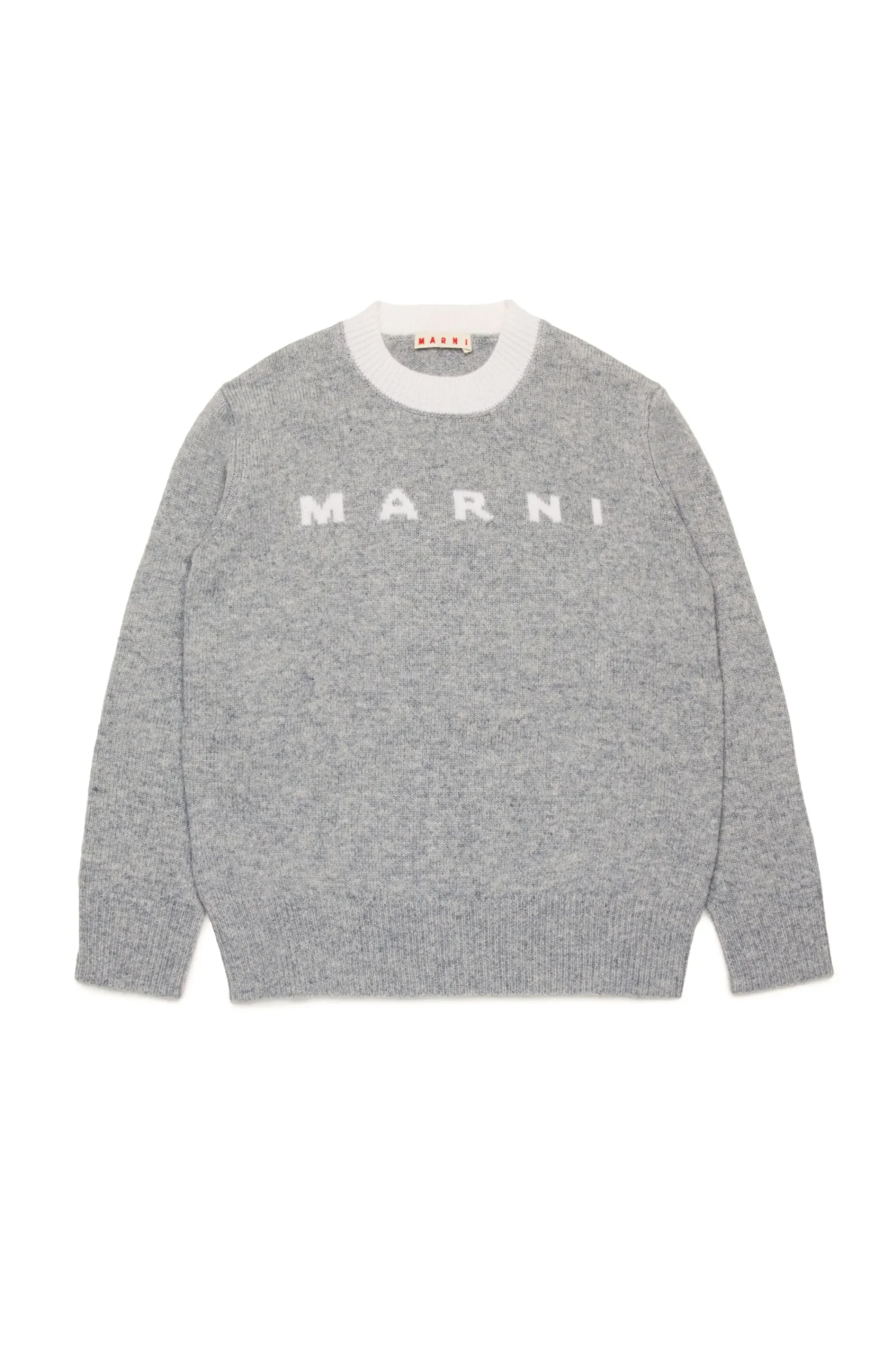 Knitwear | Knitwear>MARNI Branded cashmere-blend pullover grey melange