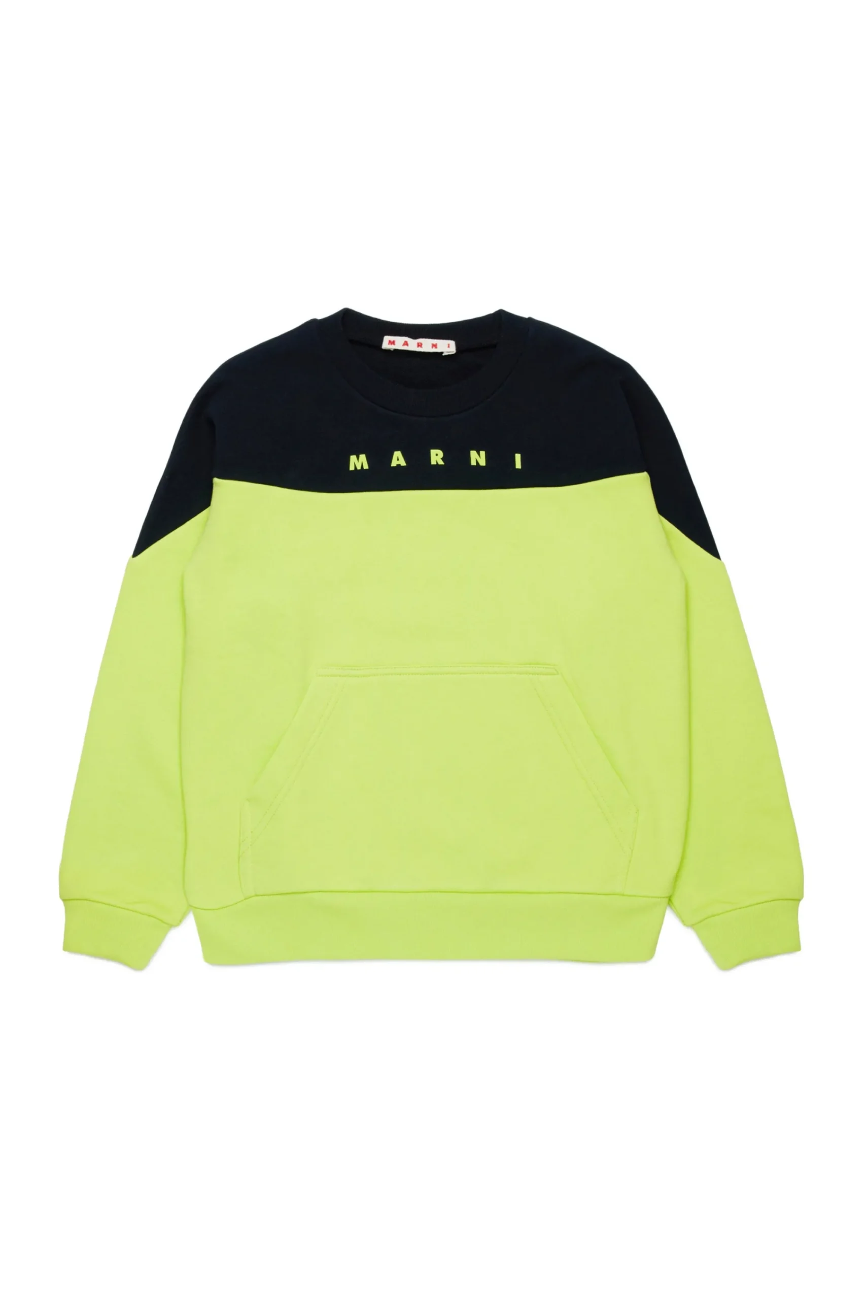 Sweatshirts | Sweatshirts>MARNI Branded colourblock crew-neck sweatshirt slime green