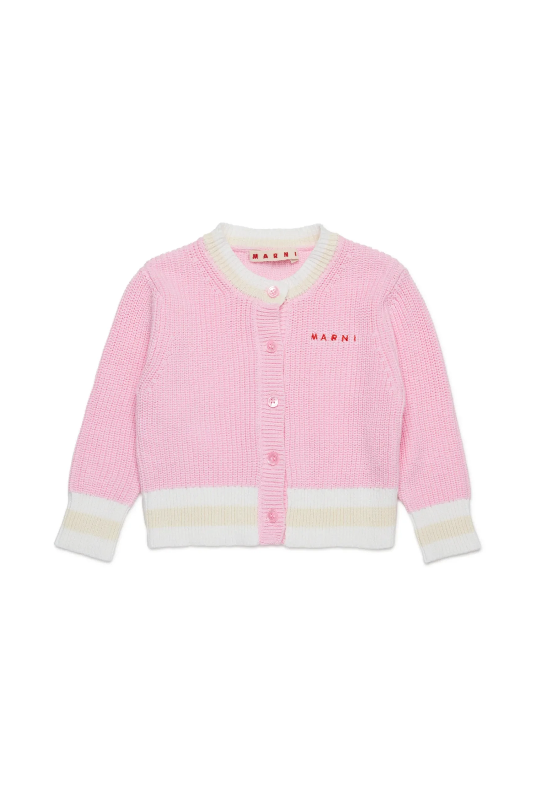 Knitwear>MARNI Branded cotton cardigan light pink