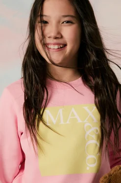Sweatshirts | Logomania>MAX&Co. Branded crew-neck sweatshirt candy pink