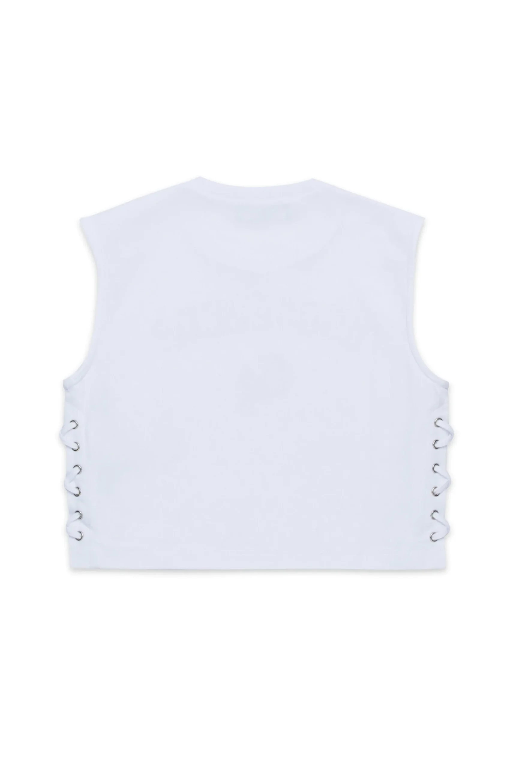 T-Shirts | Logomania>DSQUARED2 Branded cropped sleeveless T-shirt white