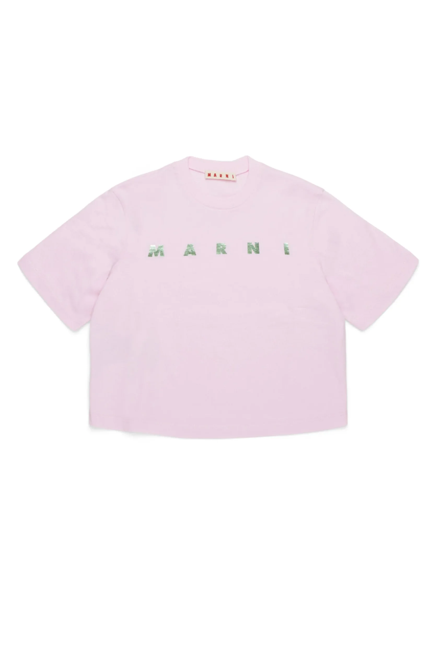 T-Shirts>MARNI Branded cropped T-shirt light pink