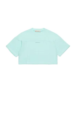 Activewear | Activewear>MARNI Branded cropped T-shirt placid blue