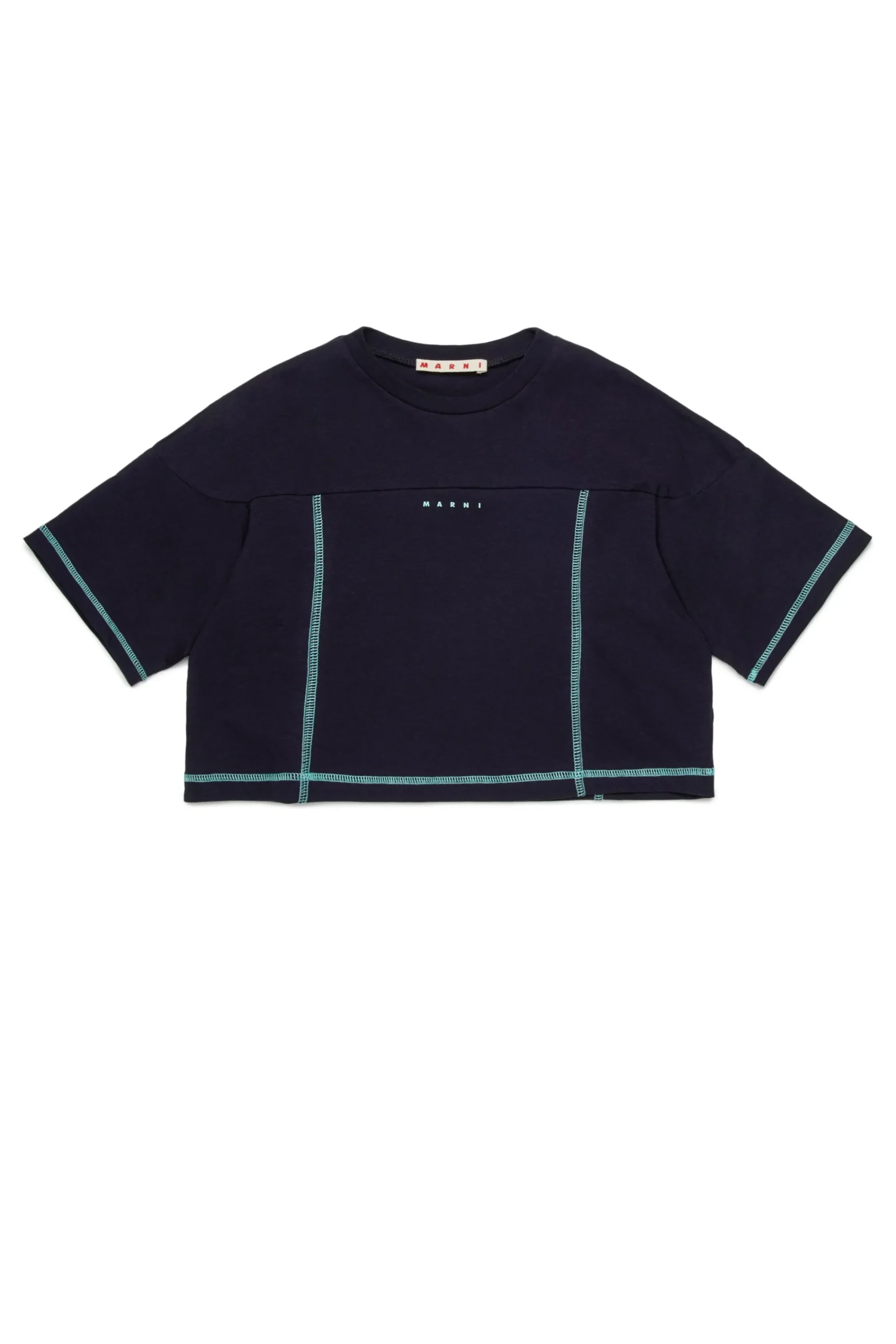 T-Shirts | Activewear>MARNI Branded cropped T-shirt blue navy