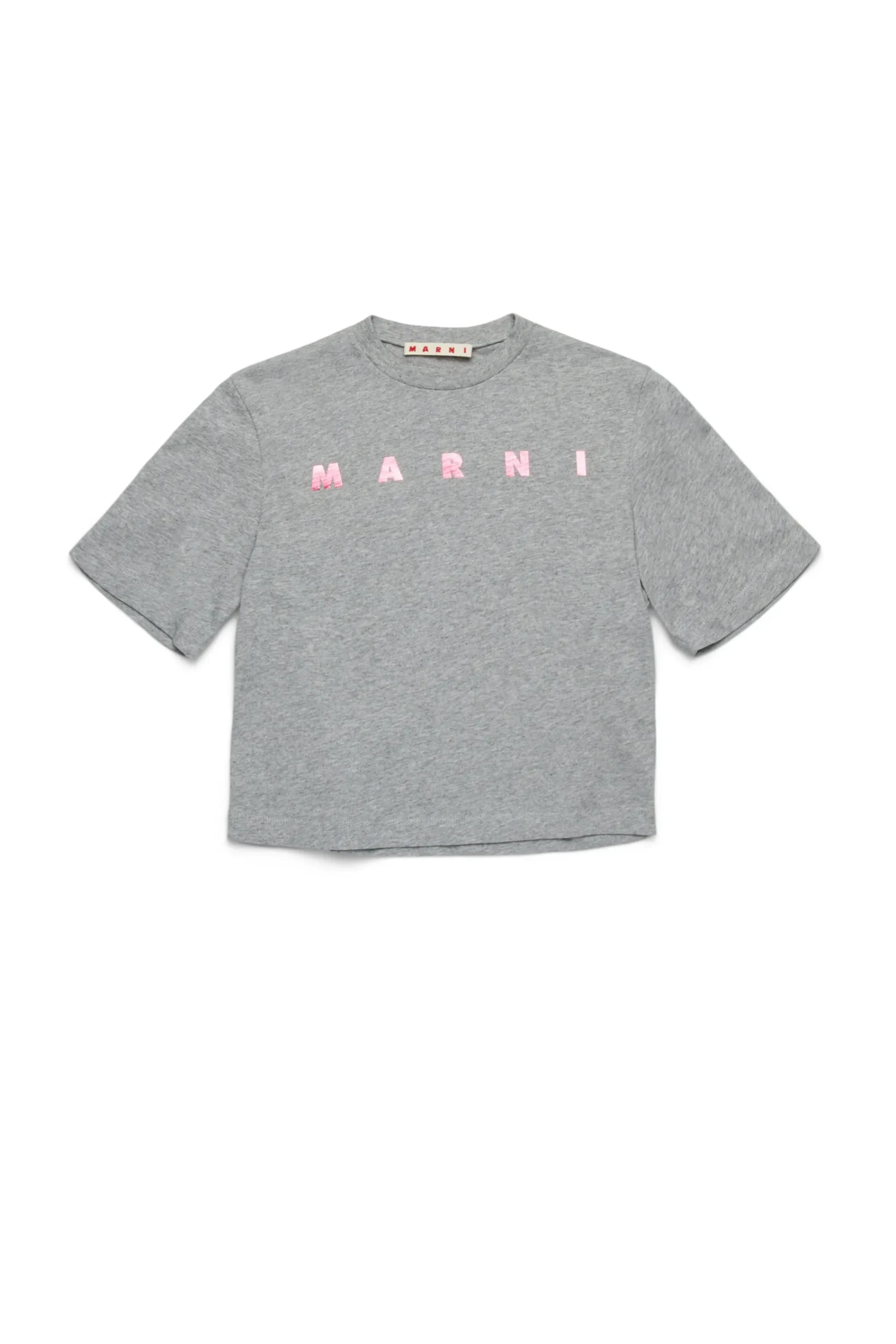 T-Shirts>MARNI Branded cropped T-shirt inox gray melange