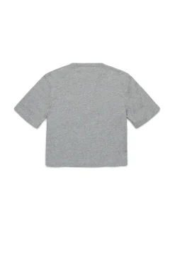 T-Shirts>MARNI Branded cropped T-shirt inox gray melange