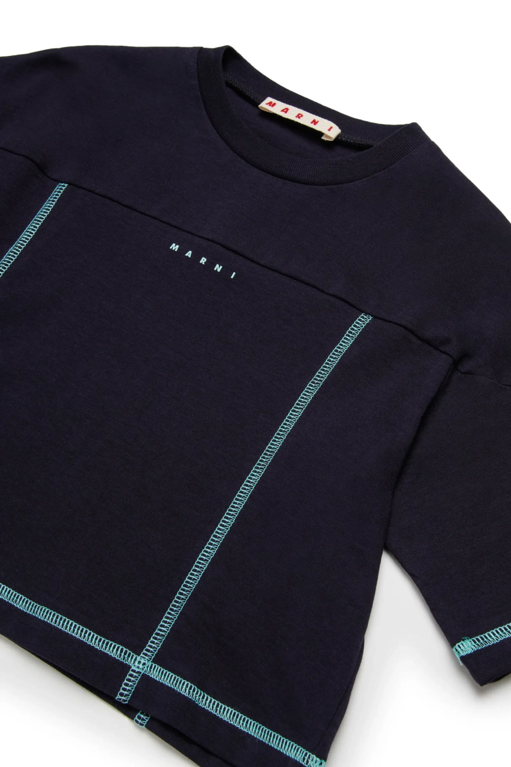 T-Shirts | Activewear>MARNI Branded cropped T-shirt blue navy
