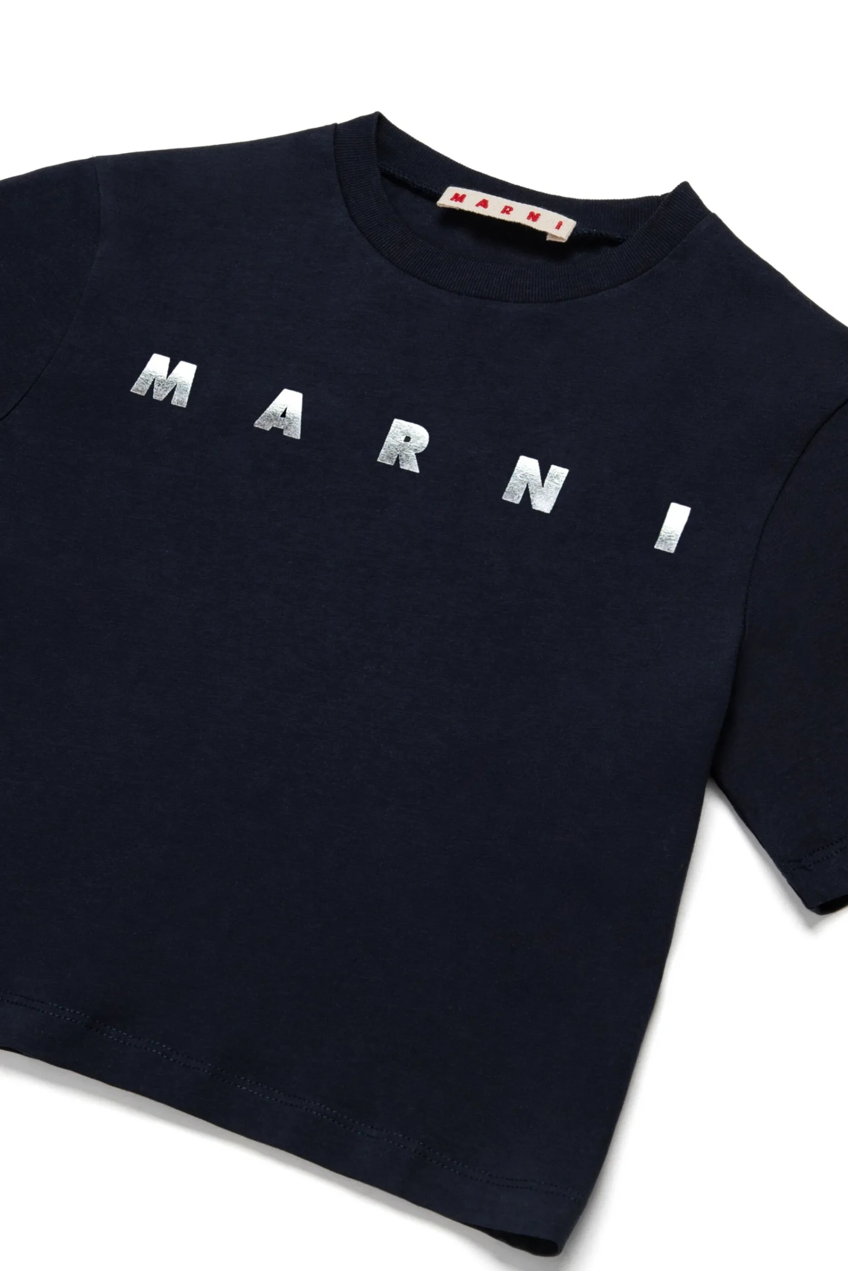 T-Shirts>MARNI Branded cropped T-shirt blue navy