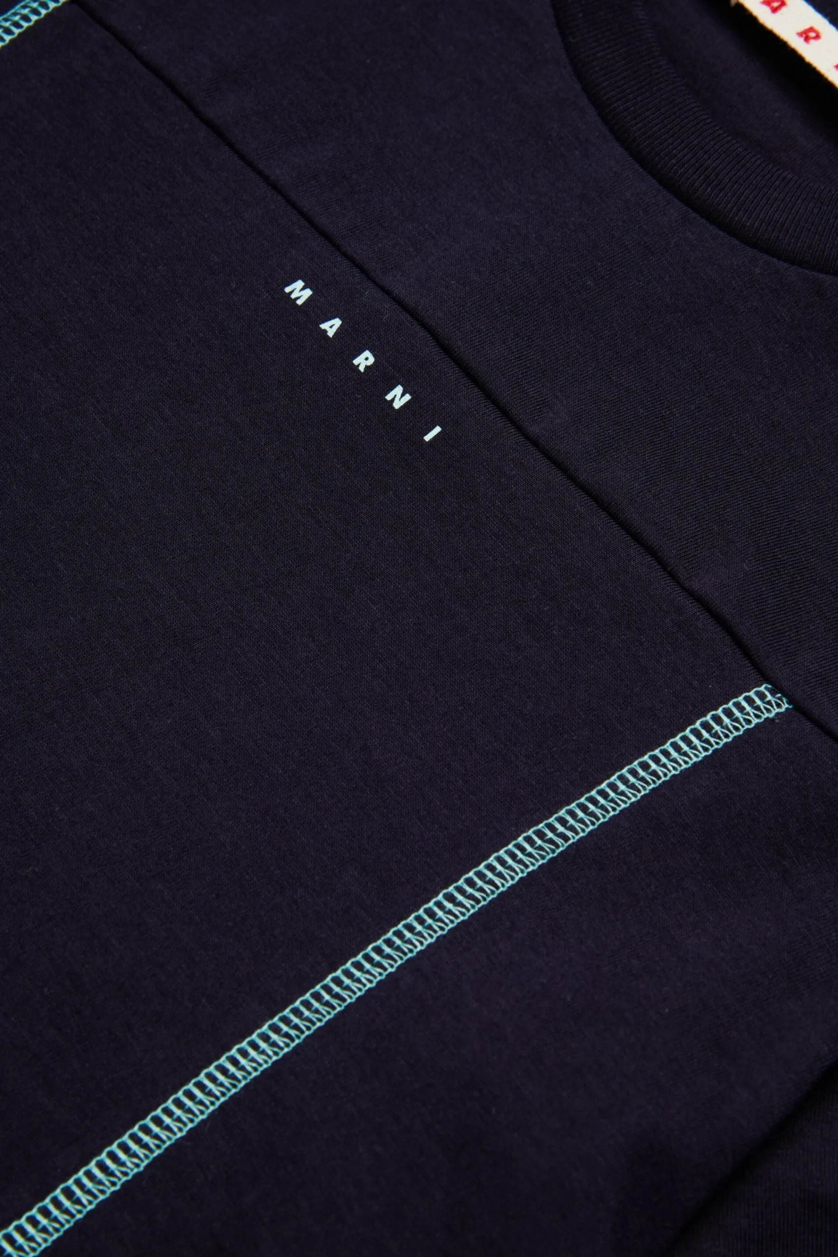 T-Shirts | Activewear>MARNI Branded cropped T-shirt blue navy